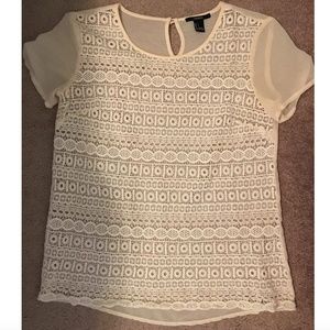 Crochet Lace Detail Sheer Top